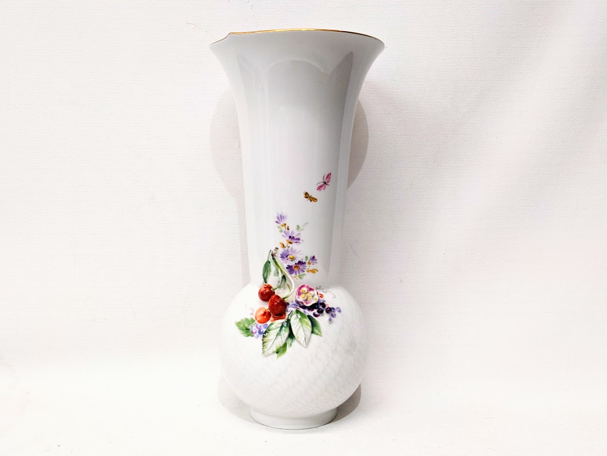 Meissen マイセン 波の戯れ 花瓶 チェリー フラワーベース - 花瓶