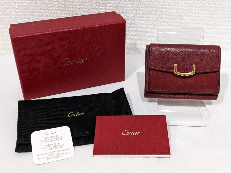 Cartier,三つ折り財布,ボルドー