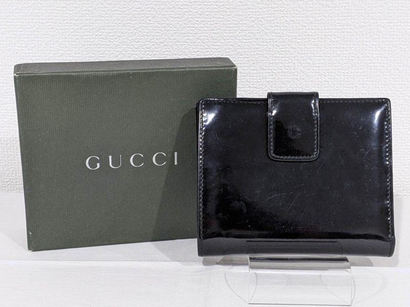 GUCCI,三つ折り財布,エナメル